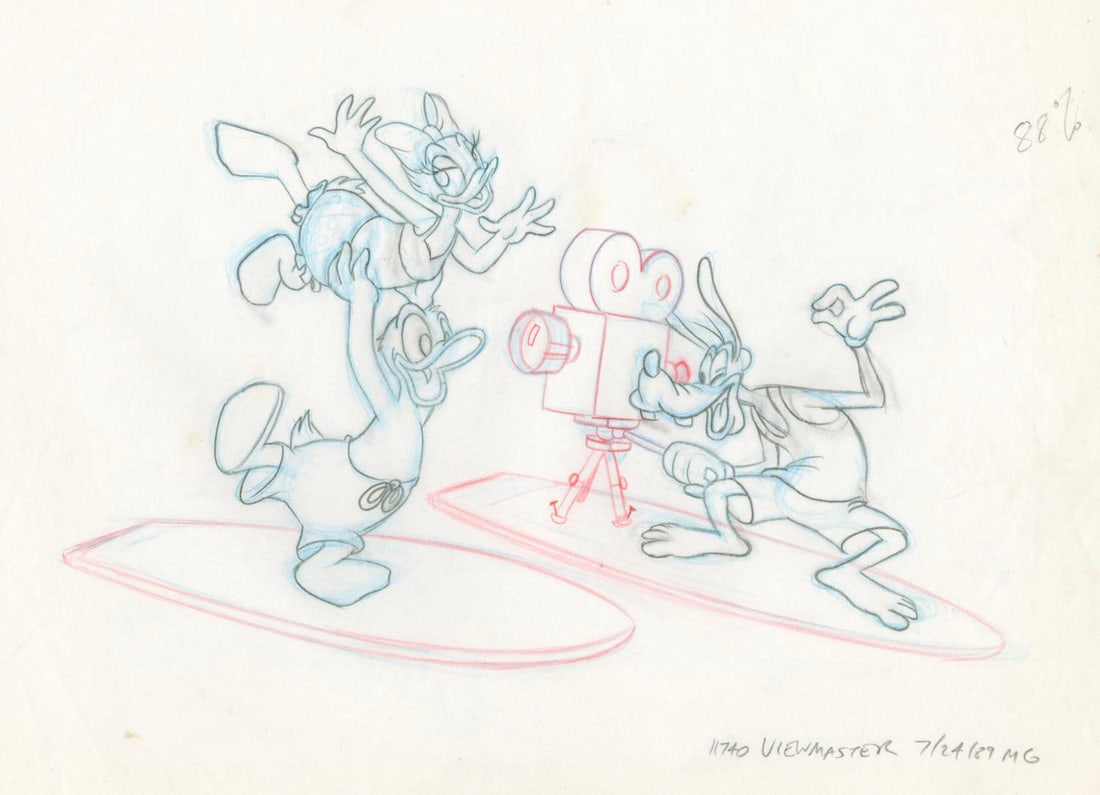 A Mickey and Friends View-Master Development Drawing. - 2