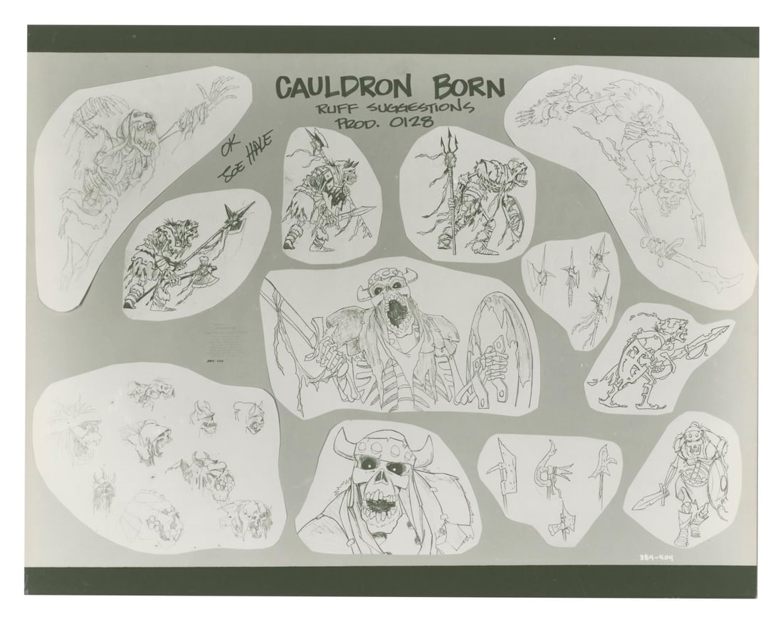 A "Black Cauldron" Cauldron Born Model Sheet.: (Disney, 1985) An original photostat model sheet of the Cauldron Born from "The Black Cauldron." Model sheets such as these were distributed to animators and crew working on the film to ensure