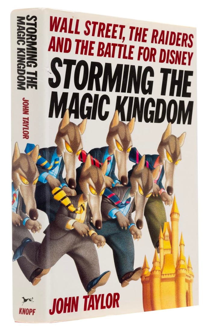 A Storming the Magic Kingdom Hardcover Book.: (Knopf, 1987) A first edition of Storming the Magic Kingdom: Wall Street, the Raiders, and the Battle for Disney book by John Taylor. Measuring 6.5" x 9.5" x 1.25", the book is in very good condition,