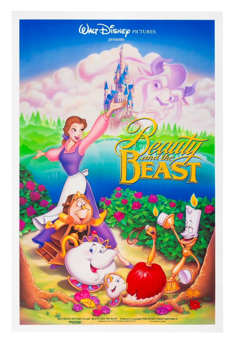 A "Beauty and the Beast" Original One-Sheet.: (Disney, 1991) A one-sheet for the original theatrical release of "Beauty and the Beast." Measuring 27" x 41", the poster is in very good condition with very light handling wear.