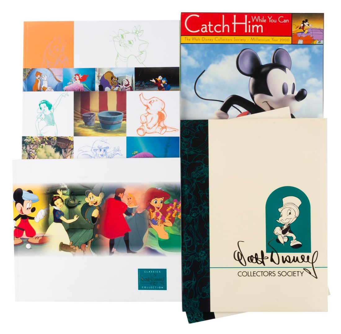 A Trio of Walt Disney Collectors Society Member Packets.: (Disney, 1998-2000) Three Walt Disney Collectors Society Membership folders, for the years 1998, 1999, and 2000. Each folder includes a welcome letter, order form, price list, and colorful catalog of 