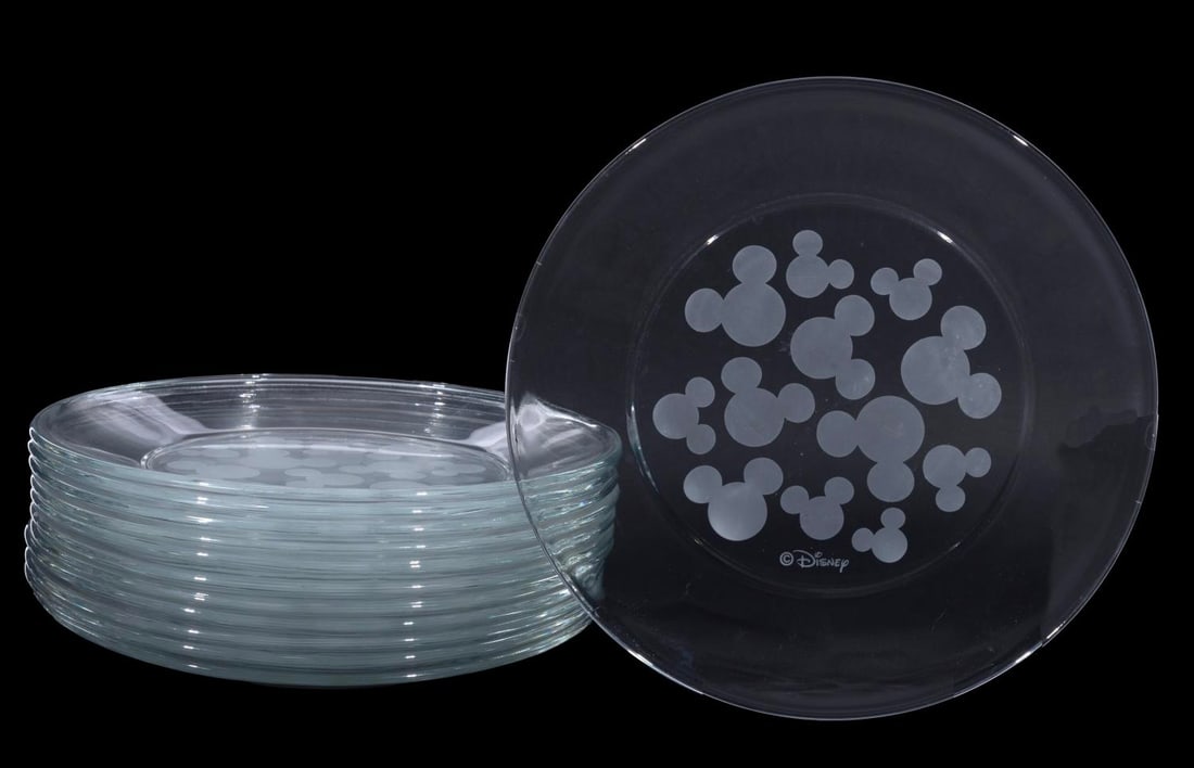 A Set of Mickey Mouse Glass Dessert Plates. (1 of 5)