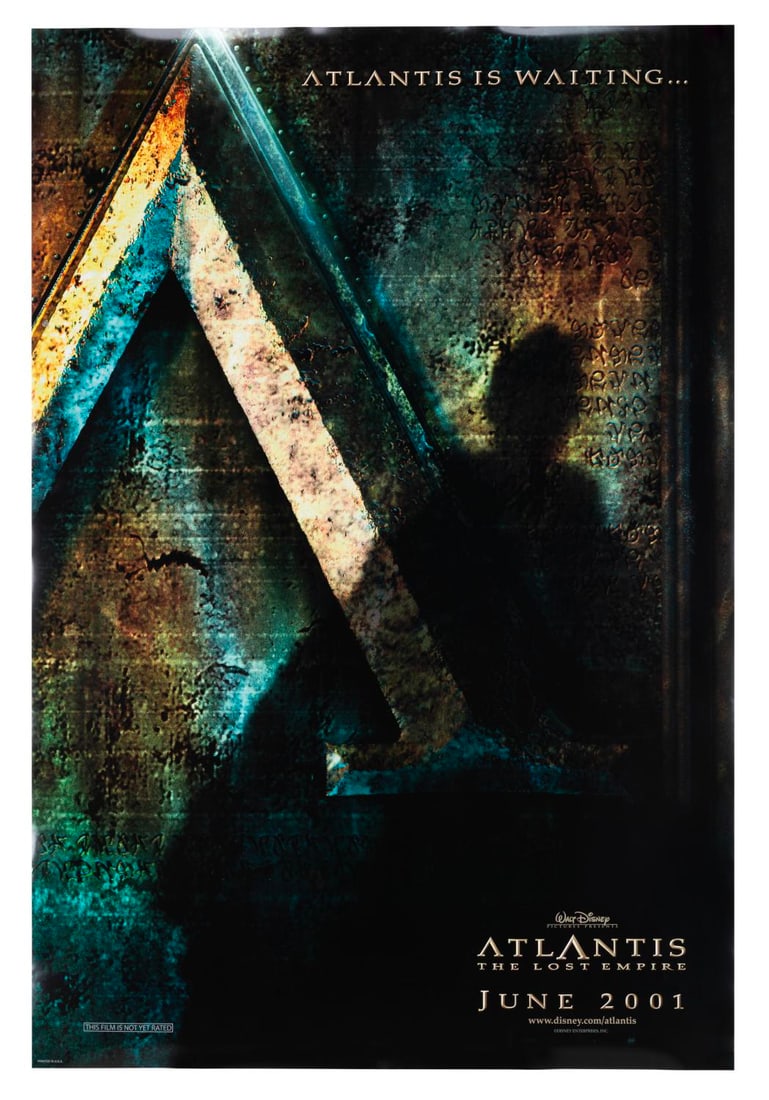 An "Atlantis: The Lost Empire" Teaser One-Sheet.: (Disney, 2001) A teaser one-sheet for the theatrical release of "Atlantis: The Lost Empire." Measuring 27 " x 40 ", the poster displays in very good condition, with light handling wear and light