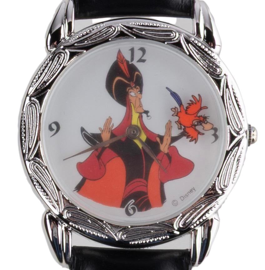A Cast Member "Aladdin" Jafar Wristwatch.: (Disneyland, 1992) An "Aladdin" wristwatch featuring Jafar with the original velvet case. Numbered 641/1075, the watch was sold exclusively at the Disneyland Cast Member Store Company D. Measuring