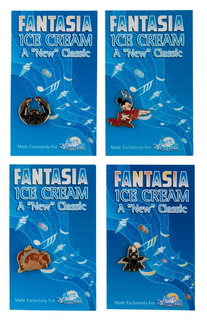 A Set of Four "Fantasia Ice Cream" Disneyland Pins. (1 of 1)