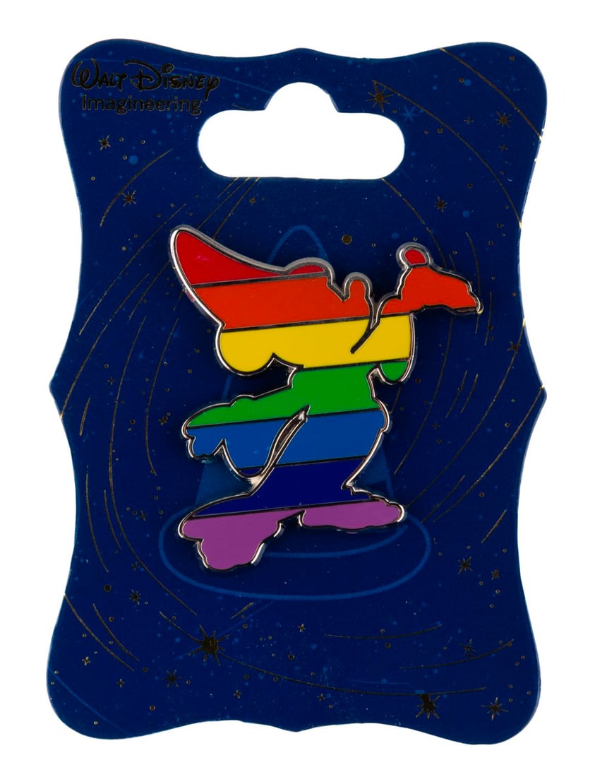 A Walt Disney Imagineering Rainbow Sorcerer Mickey Pin.: (Walt Disney Imagineering, 2018) A Rainbow Sorcerer's Apprentice Mickey pin released exclusively at Walt Disney Imagineering. Measuring 1.75" x 1.5", the pin is in fine condition on the original card.