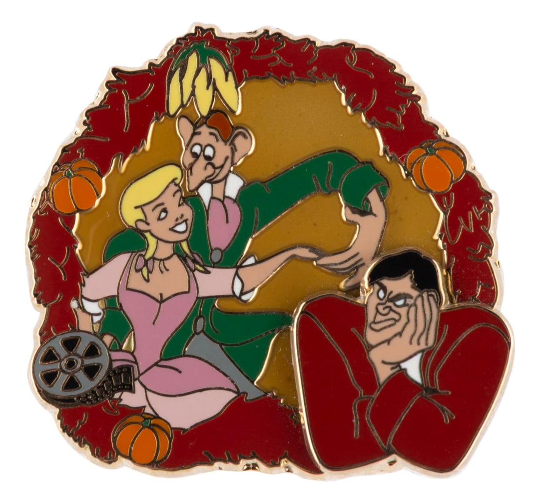 An Ichabod and Katrina Pin.: (Disney Parks, 2010) A pin of Ichabod Crane with Katrina and Brom Bones from "The Adventures of Ichabod and Mr. Toad." The pin was only available in a limited edition of 2000 as part of the Walt?s Cla