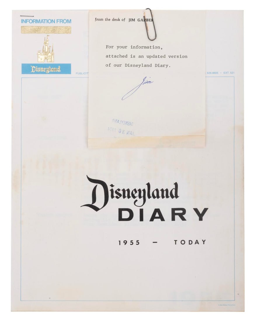 A Disneyland Diary 1955-1973 Cast Member Book.: (Disneyland, 1973) A Disneyland Diary 1955-Today publication for Cast Members. The staple-bound 1974 edition provides a year-by-year history of Disneyland, highlighting the development of new