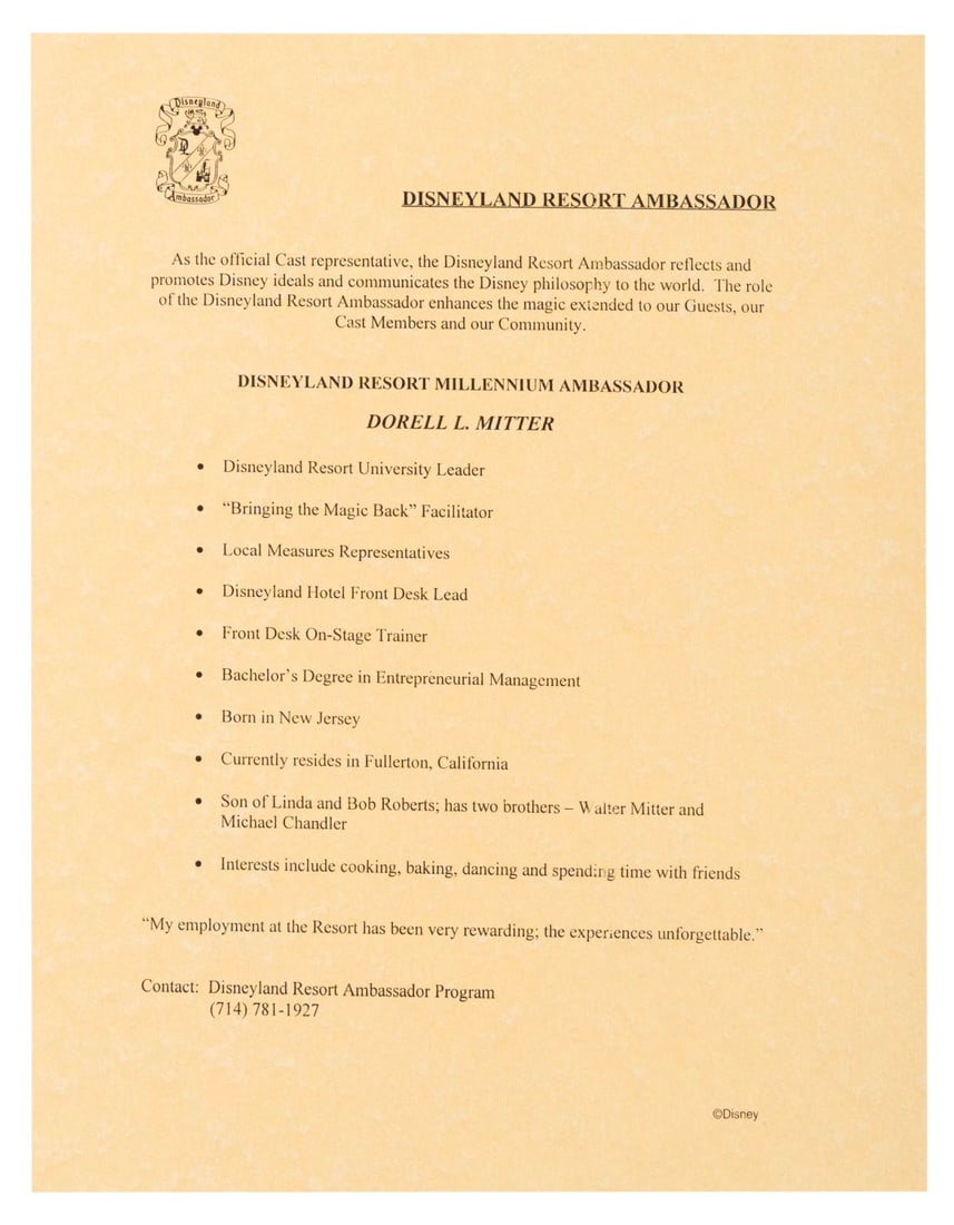 A Disneyland Ambassador Program Folder. - 7
