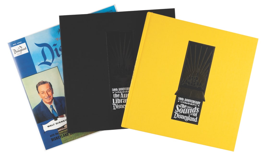A Signed "Musical History of Disneyland" 50th Anniversary CD, Record and Book Set.: (Disneyland, 2005) A limited edition "A Musical History of Disneyland" six-CD collection. Included are a copy of the "Walt Disney Takes You to Disneyland" record and a hardcover Sounds of Disneyland