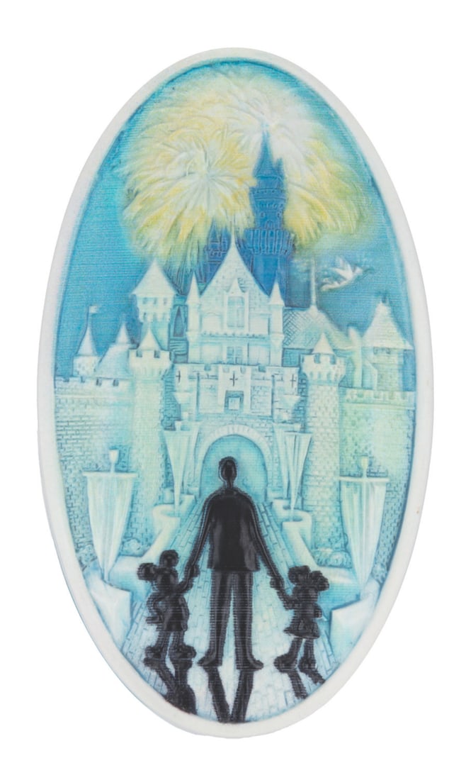 A Sleeping Beauty Castle & Fireworks PokitPal.: (Olszewski, 2000s) A Sleeping Beauty Castle PokitPal trinket box designed by Robert Olszewski. Measuring 1.75" x 0.75" x 3", the PokitPal is in fine condition with its original box.