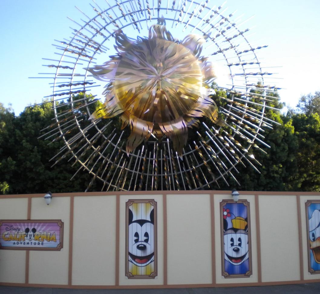 A Minnie Mouse California Adventure Construction Panel.: (Disney's California Adventure, 2011) A large panel from a construction wall at Disney's California Adventure. Featuring a fantastic image of Minnie with bright colors and a decorative border, this