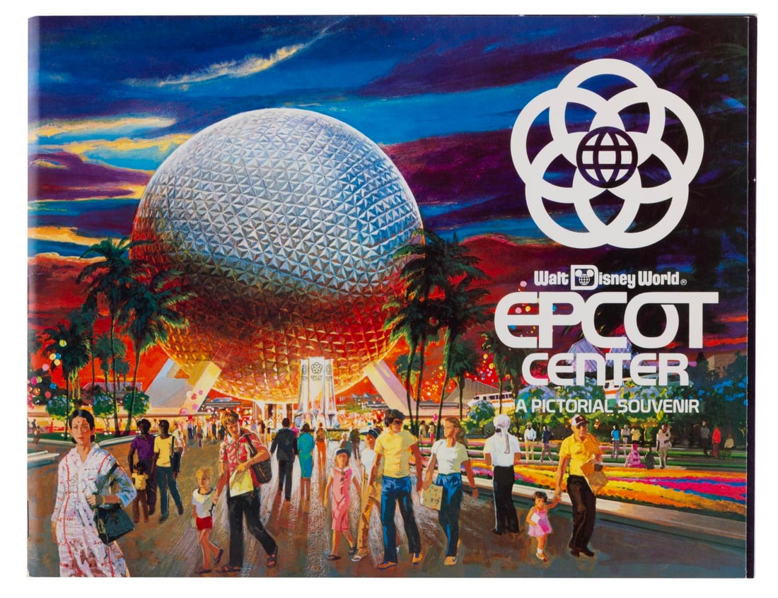 An EPCOT Center Pictorial Souvenir Guide.: (EPCOT, 1982) A souvenir pictorial guidebook from EPCOT Center's opening year. The guidebook offers a look into the Parks? pavilions with behind-the-scenes photos and descriptions. Measuring 8.5" x