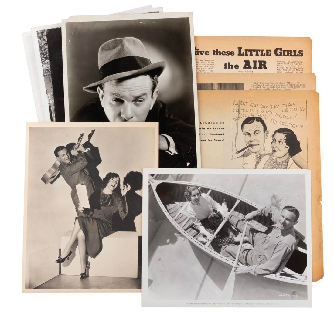 A Burns and Allen Photo Collection.: (Burns & Allen, 1930s) A collection of six photographs of the comedy duo George Burns and Gracie Allen. Included are two prints of the duo, one of just George, and three of Gracie alone or with their