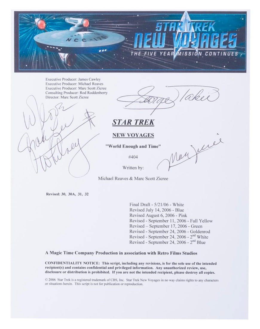 A Multi-Signed "Star Trek: New Voyages" Script Cover. (1 of 1)