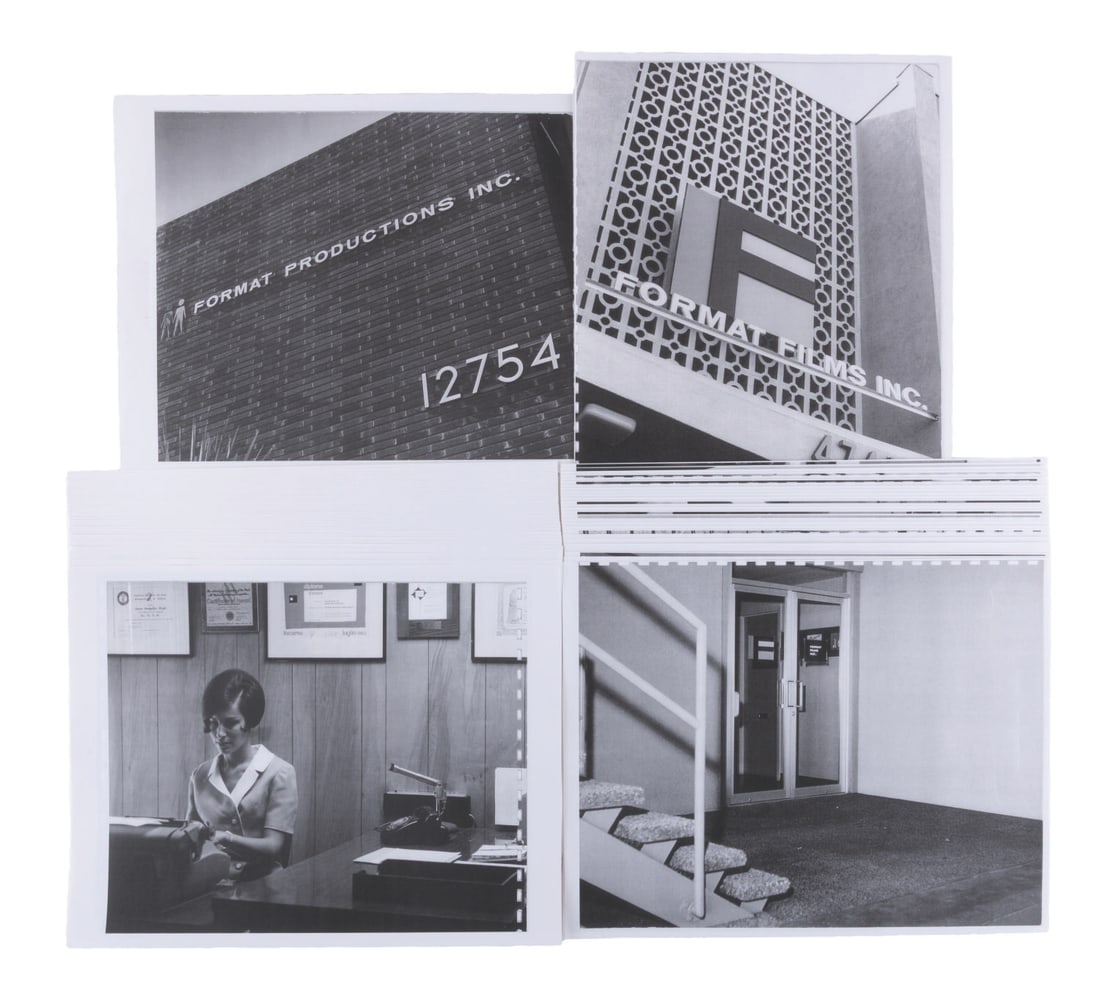 A Collection of Format Films Inc. Photographs.: (Format Films, 1960s-70s) A collection of 58 photocopy Format Films production office and staff photos. The photocopies feature images of the Studio City and North Hollywood studio locations where
