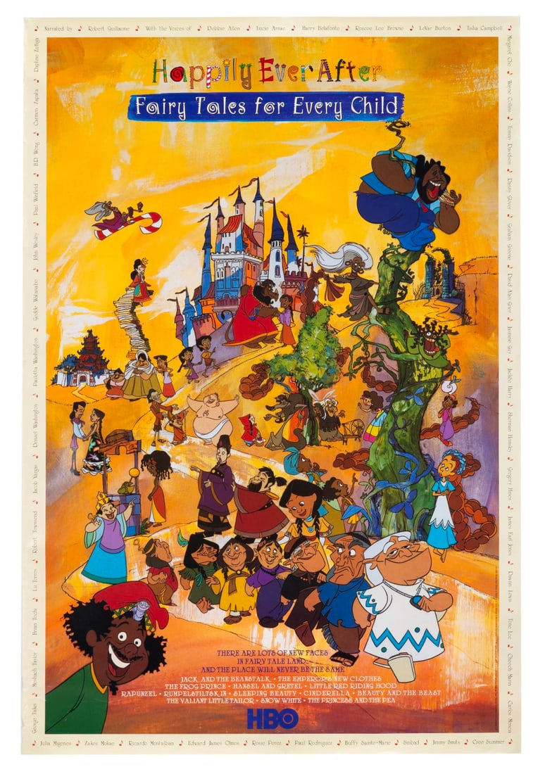A "Happily Ever After: Fairy Tales for Every Child" Poster.: (HBO, 1995) A poster for the HBO musical anthology series "Happily Ever After: Fairy Tales for Every Child." Measuring 27" x 40", the poster is in good condition with creasing, edge wear, and