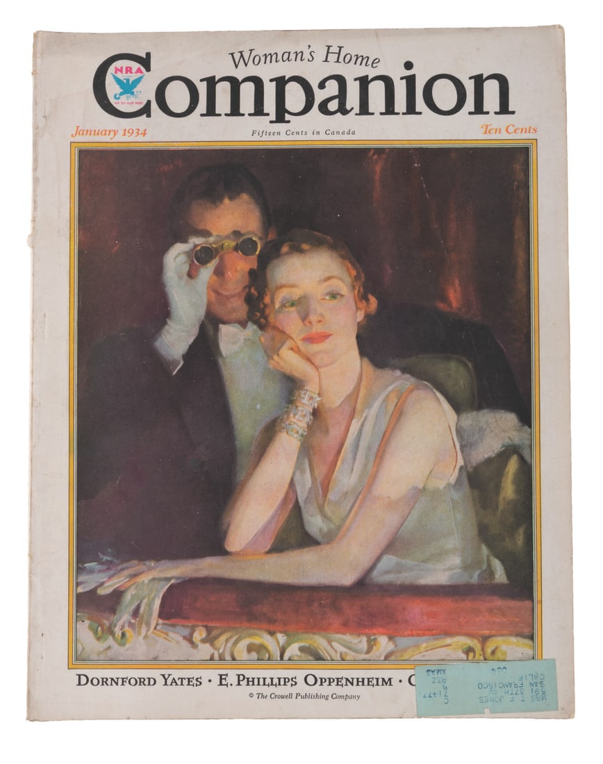 A 1930s Woman's Home Companion with "Three Little Pigs.": (Woman's Home Companion, 1934) A January 1934 issue of Woman's Home Companion magazine featuring a financial security article with artwork from Walt Disney's "Three Little Pigs." Measuring 10.75" x
