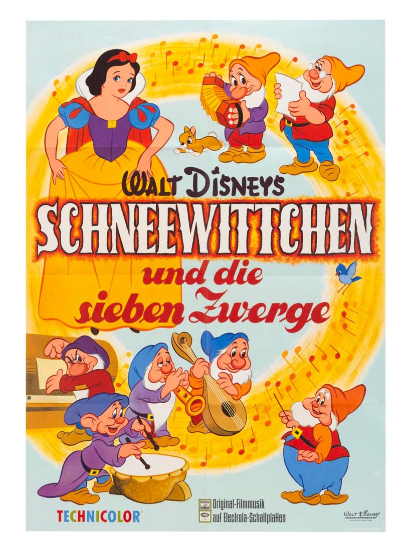 A German "Snow White and the Seven Dwarfs" Re-Release Poster. (1 of 1)