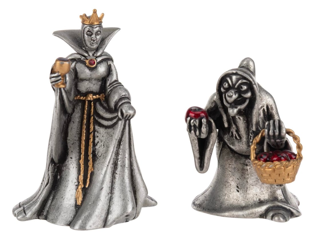 A Pair of "Snow White" Evil Queen and Old Hag Pewter Figurines. (1 of 3)