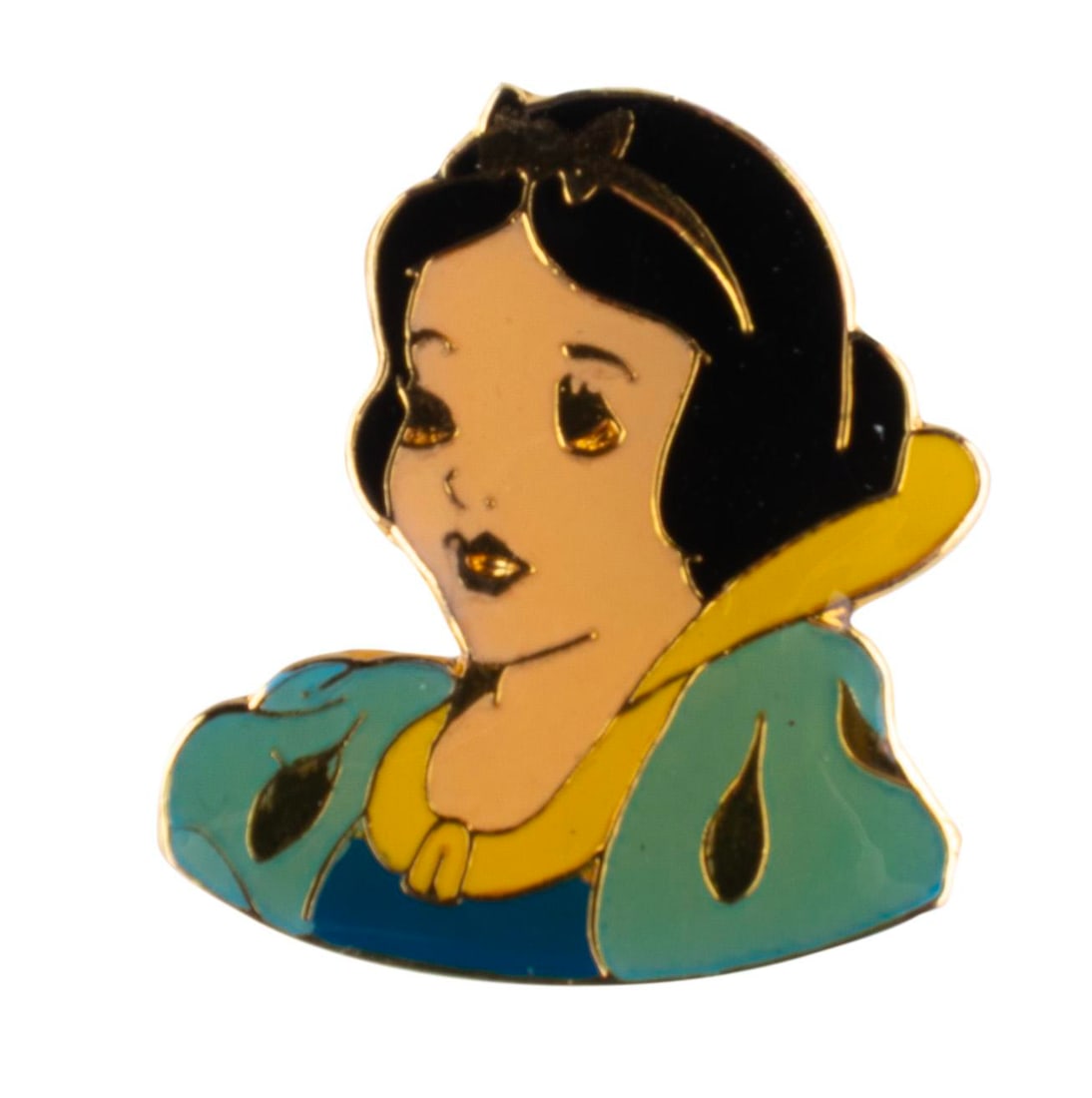 A "Snow White" Pin.: (Disney, 1980s-90s) A pin of Snow White from "Snow White and the Seven Dwarfs." The pin is in very good condition with light discoloration.
