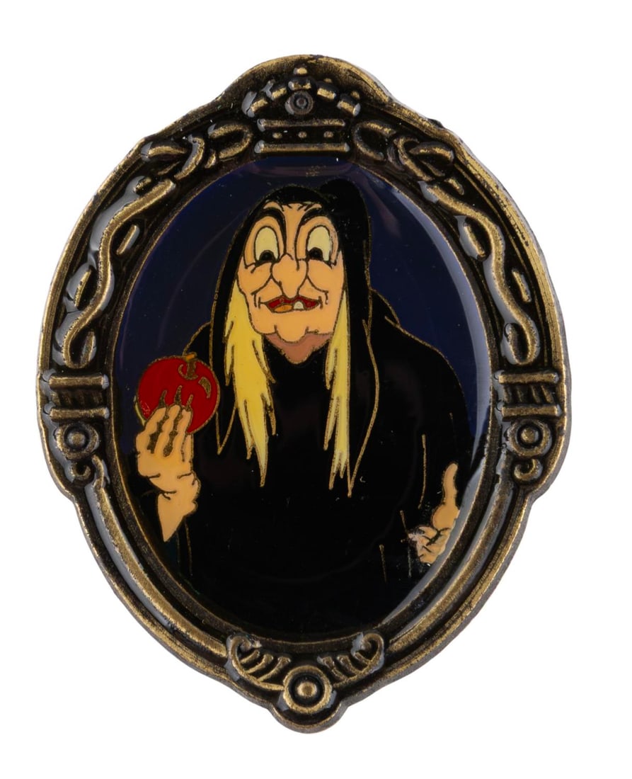 A Disney Villains Old Hag from "Snow White" Pin.: (Disney, 1998-2000) A "Snow White" Old Hag pin from the Disney Villains series. The pin is in good condition with light scuffing and soiling, and corrosion on the reverse.