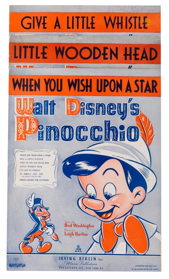 A Collection of Sheet Music from "Pinocchio." (1 of 6)