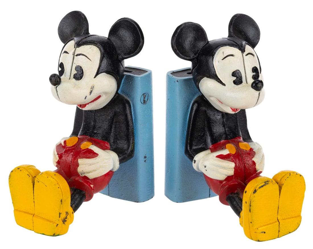 A Set of Cast Iron Mickey Mouse Bookend Banks. (1 of 5)