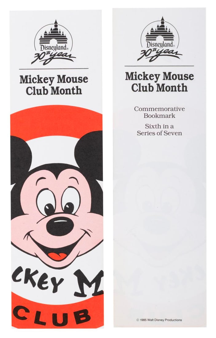 A Pair of Disneyland 30th Year Mickey Mouse Club Bookmarks. (1 of 2)