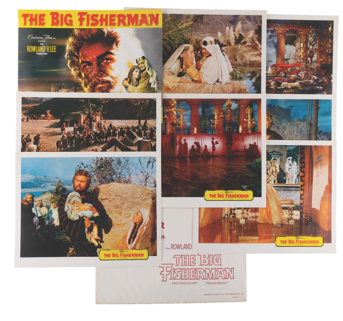 A Collection of "The Big Fisherman" Lobby Cards.: (Disney, 1959) A collection of eight lobby cards for "The Big Fisherman," following the life of Jesus' disciple Simon Peter. Measuring 11" x 14", the lobby cards are in good to very good condition
