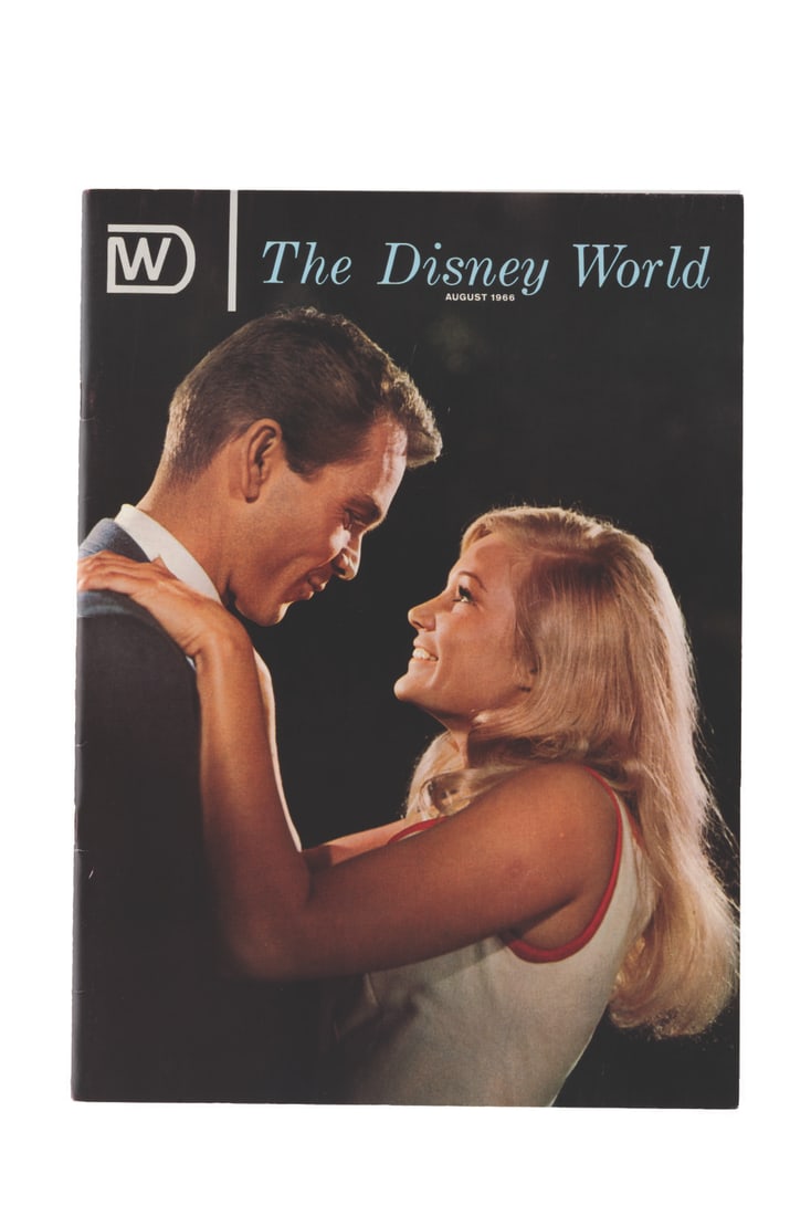 A 1966 The Disney World Magazine.: (Disney, 1966) An August 1966 Vol. 4 No.3 issue of The Disney World magazine featuring Dean Jones and Yvette Mimieux on the cover promoting "Monkeys Go Home!" Measuring 8.5" x 11.75" the 25-page