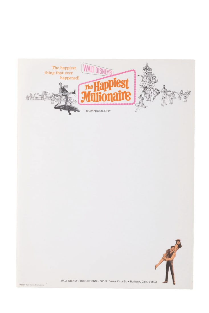 A "The Happiest Millionaire" Stationery Sheet. (1 of 1)