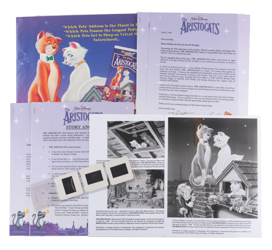 A "The Aristocats" Home Video Release Announcement Packet. (1 of 10)