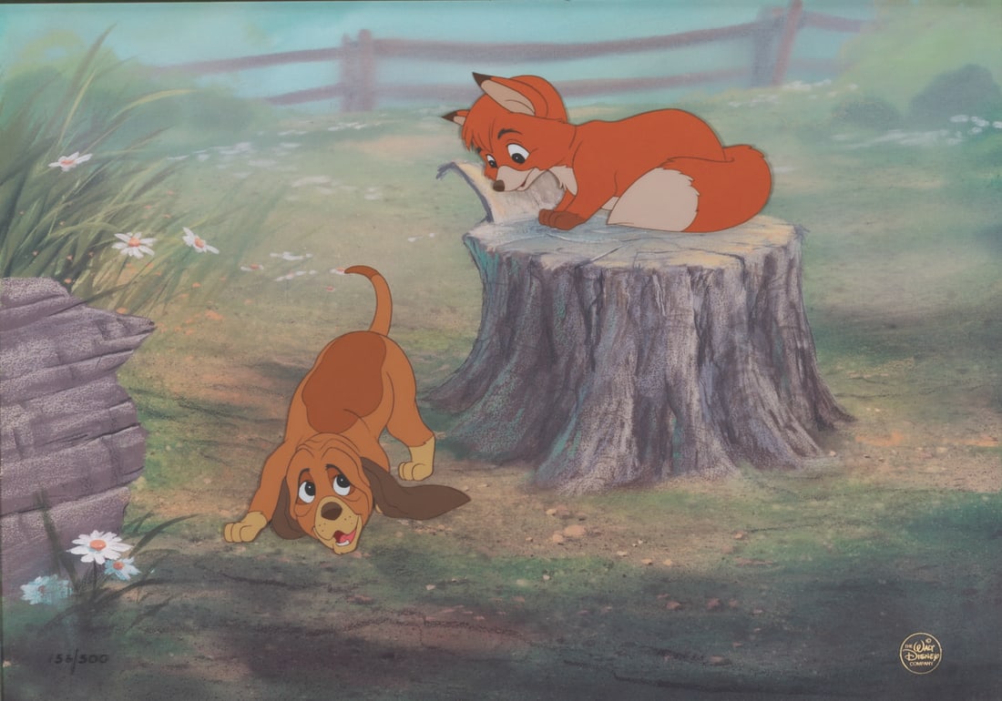 A "The Fox and the Hound" Hand- Painted Limited Edition Cel. (1 of 3)