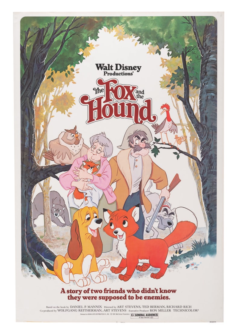 A "The Fox and The Hound" One-Sheet.: (Disney, 1981) A one-sheet from the original theatrical release of Walt Disney?s "The Fox and the Hound." Measuring a trimmed 26.75" x 39.75," the poster is in good condition with light edge wear, cre