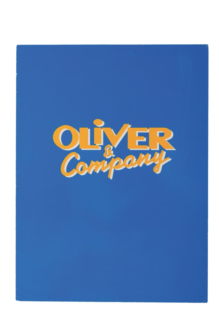 An "Oliver & Company" Screening Program.: (Disney, 1988) A screening program for "Oliver & Company," listing all the credits for the film. Measuring 9" x 12" the folder is in good condition with light edge wear, creasing, scuffs, and