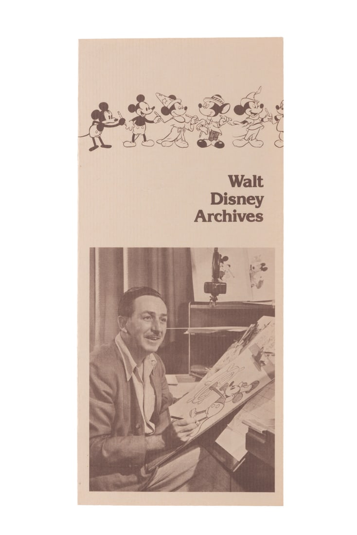 A 1988 Walt Disney Archives Brochure.: (Disney, 1988) The first brochure for the Walt Disney Archives department. The 8-page booklet outlines the resources available at the Archives for all departments and employees of the Walt Disney