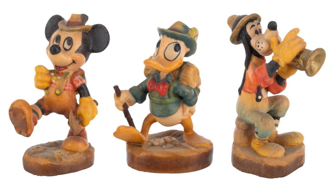 Three Miniature Mickey and Friends Figurines by ANRI. (1 of 2)