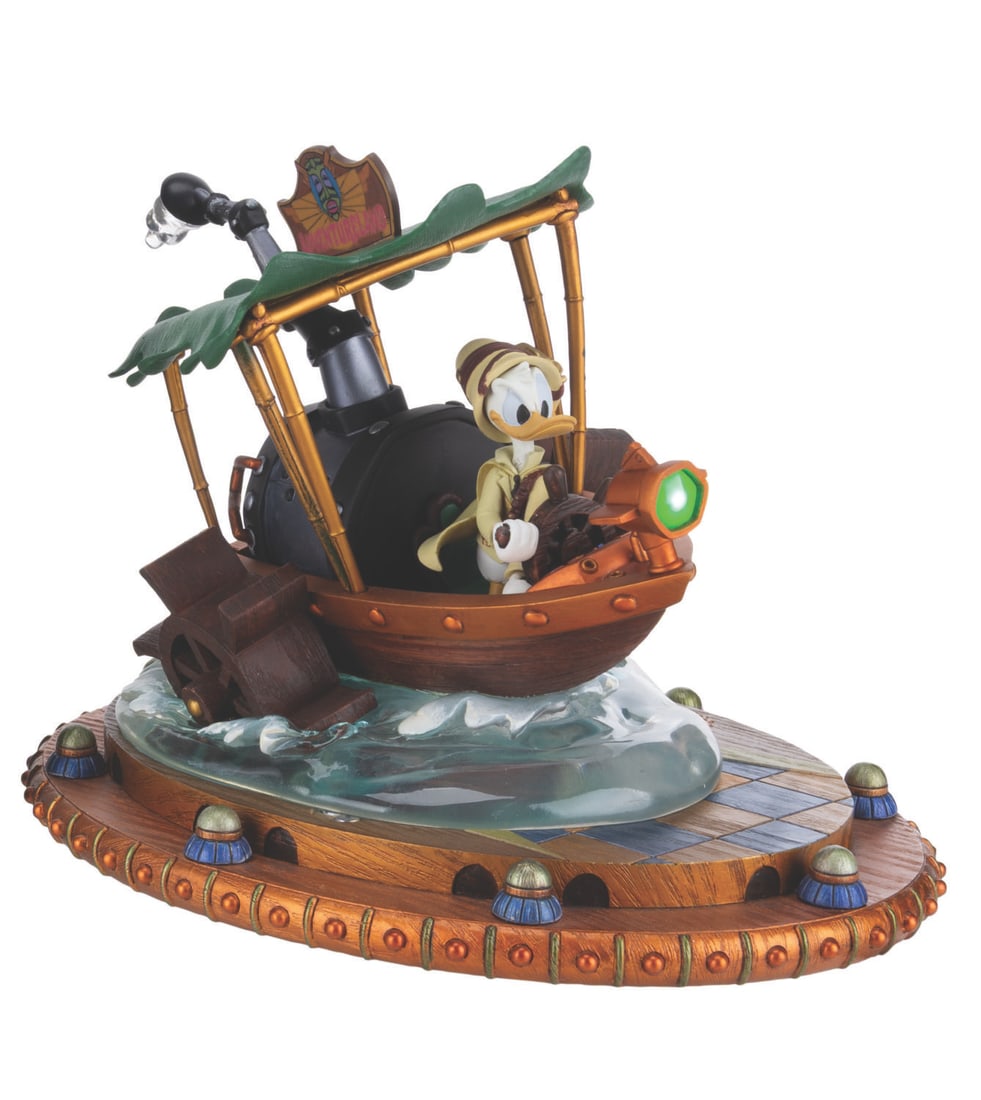 A Steampunk Donald Duck Figurine.: (Disney, 2000s) A steampunk Donald Duck figurine by artist Michael Sullivan, titled "The Mechanical Kingdom Jungle Cruise." The light-up feature worked when tested, requiring three AAA batteries (not