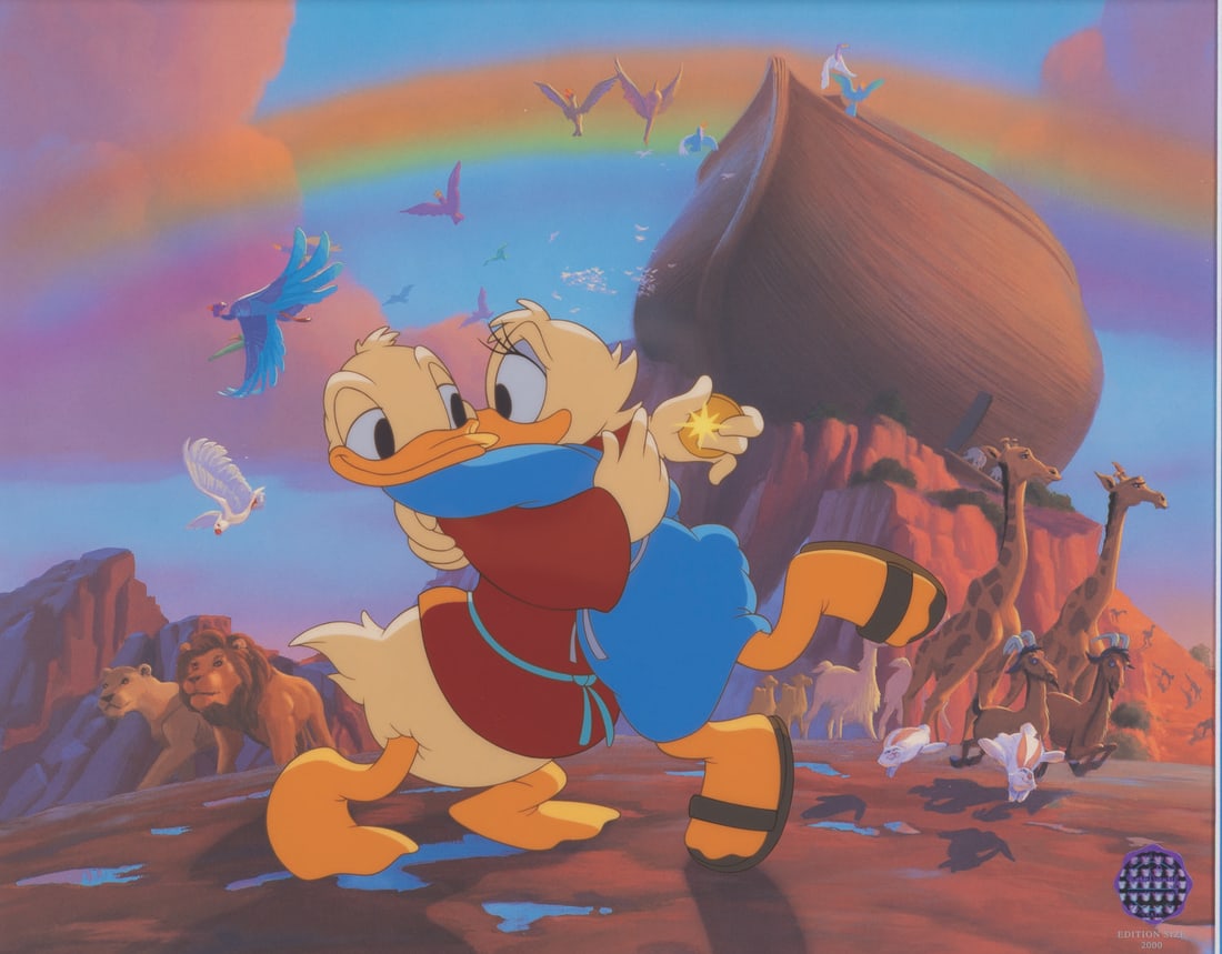 A "Fantasia 2000" Limited Edition Sericel.: (Disney, 2000) A limited edition sericel of Donald and Daisy titled "Two by Two," based on the Pomp and Circumstance sequence of "Fantasia 2000." The characters have an image size of 7" x 8" in a 12"