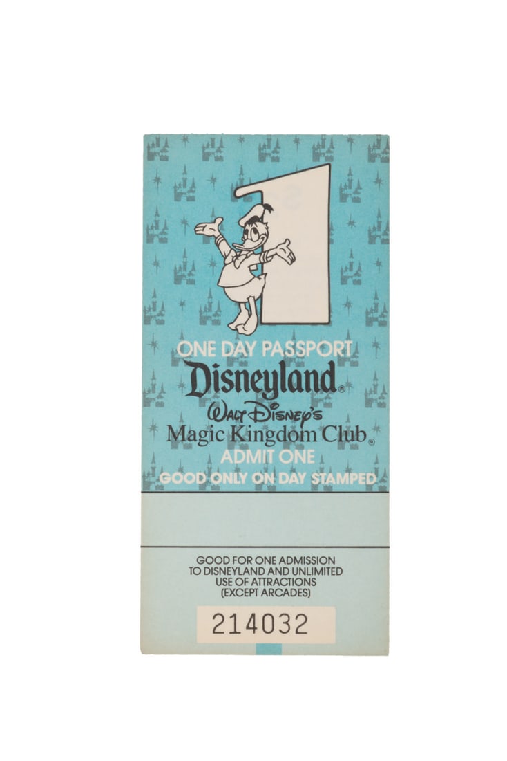 An Unused Disneyland Magic Kingdom Club One Day Passport. (1 of 2)