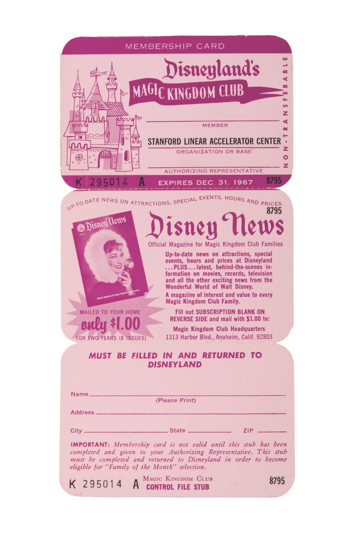 A Magic Kingdom Club Stanford Linear Accelerator Card. (1 of 2)