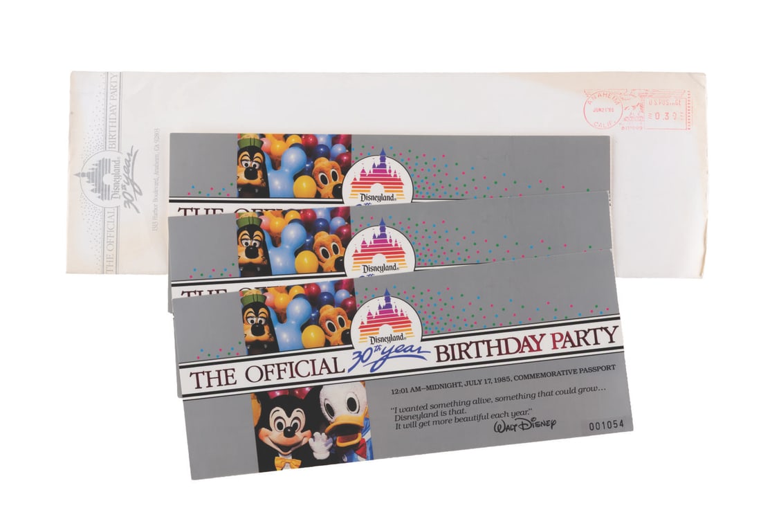 A Trio of Official Disneyland 30th Year Birthday Party Commemorative Passports. (1 of 2)