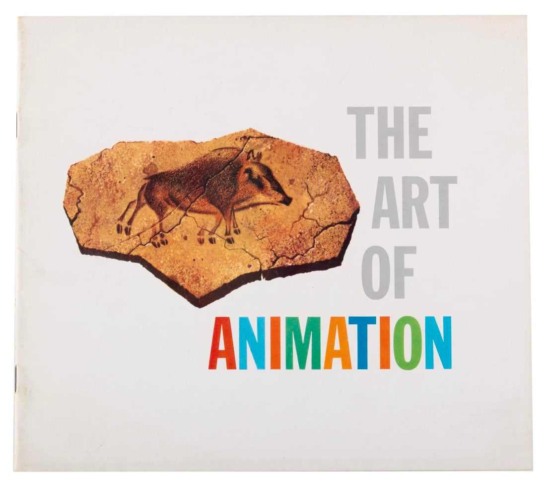 A The Art of Animation Exhibition Booklet.: (Disneyland, 1958-60) A booklet from "The Art of Animation" exhibit in Tomorrowland, providing a brief history of animation through behind-the-scenes photos of the Studio and imagery from "Sleeping