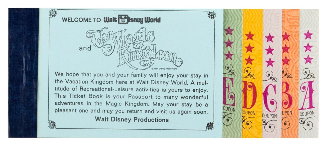 An Early Walt Disney World Ticket Book. (1 of 2)