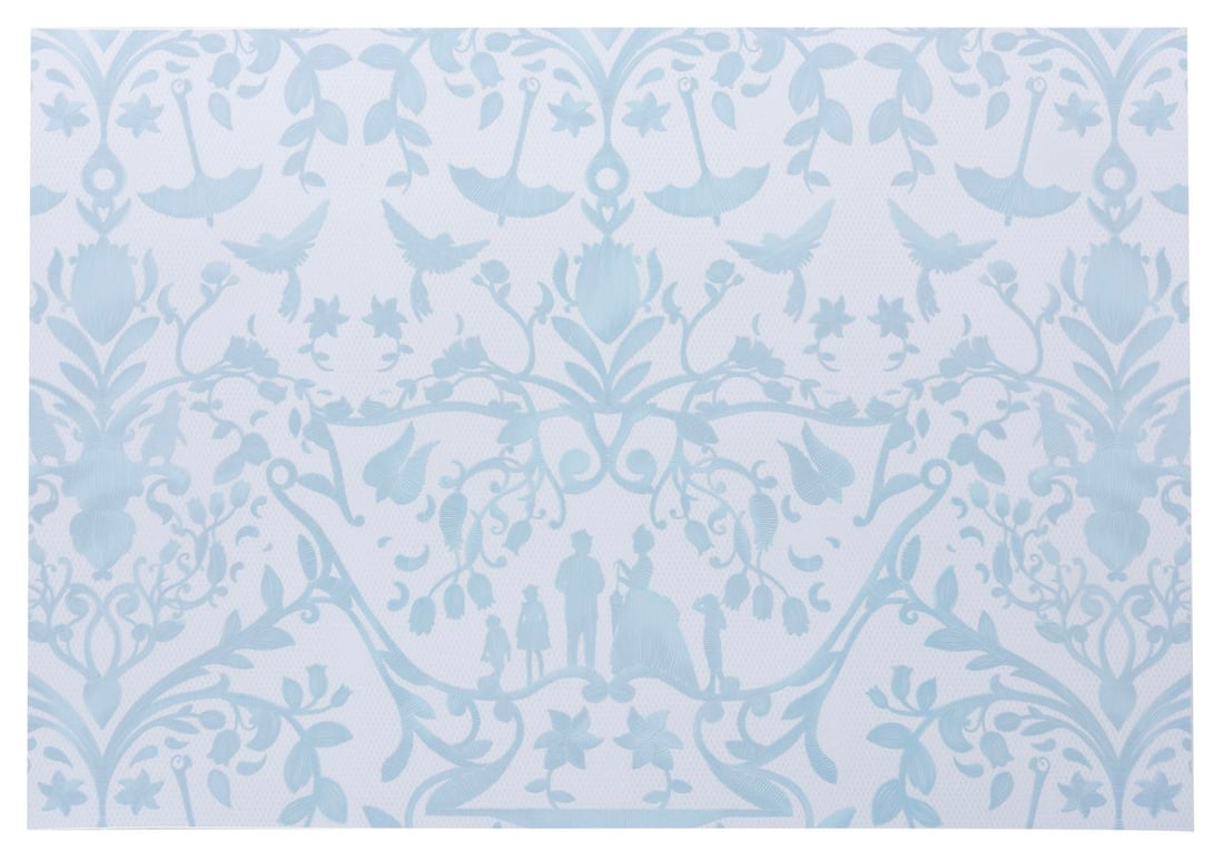 A Sheet of Grand Floridian "Mary Poppins" Wallpaper.: (Disney’s Grand Floridian, 2023) A sheet of “Mary Poppins” wallpaper from Disney’s Grand Floridian Resort & Spa. This pattern was used in the coffee bar area of Guest rooms at the popular 
