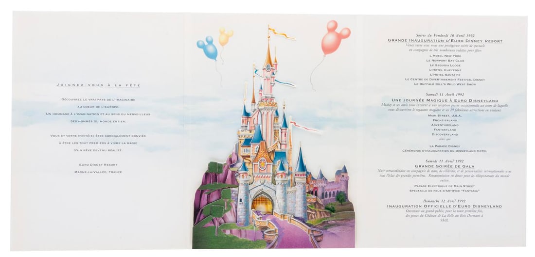 A Euro Disneyland Grand Opening Invitation. (1 of 3)