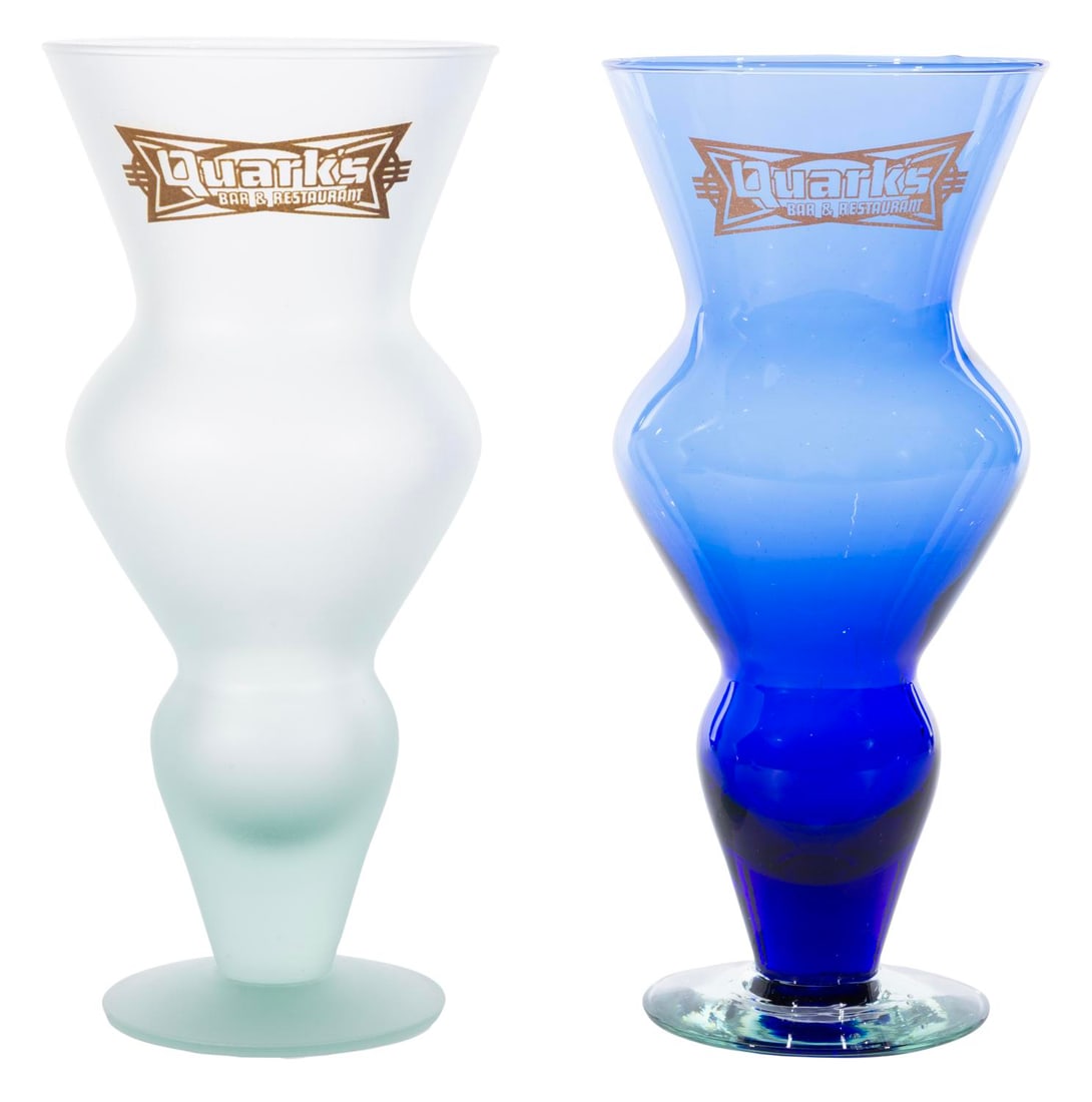 A Pair of Quark's Bar and Restaurant Souvenir Glasses. (1 of 1)