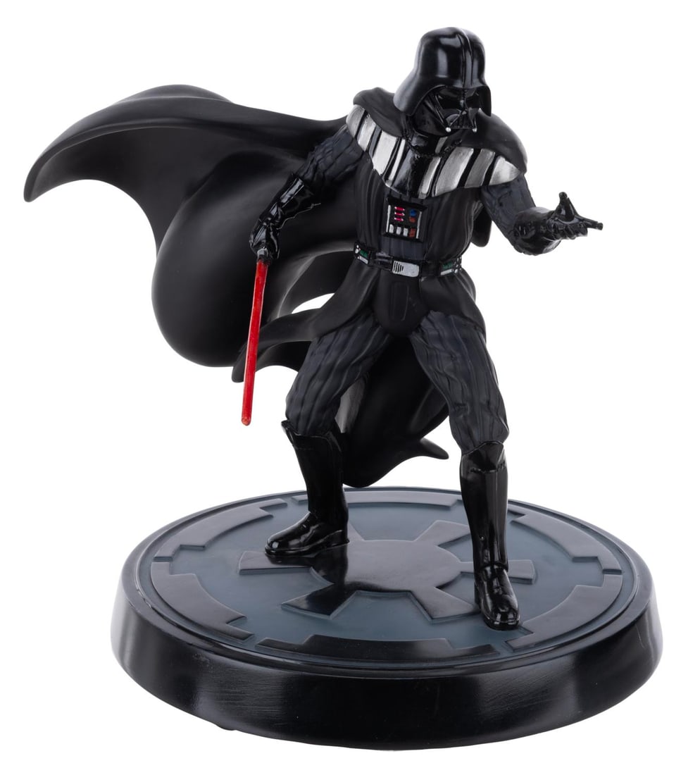 A Darth Vader Limited Edition Figurine.: (Disney Store, 2015) An epic Darth Vader figurine originally sold at the Disney Store, released in a limited edition and numbered 185/500. Measuring 9.5" tall and 8.5" in diameter, the Star Wars figur