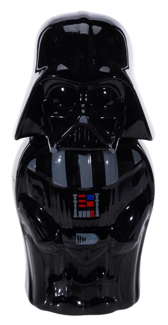 A Star Wars Darth Vader Stein.: (Beeline Creative, 2015) A ceramic stein of Darth Vader, released in 2015 ahead of the larger Think Geek barware line in 2016. Measuring 7" x 5" x 9" high, the stein is in very good condition with ver